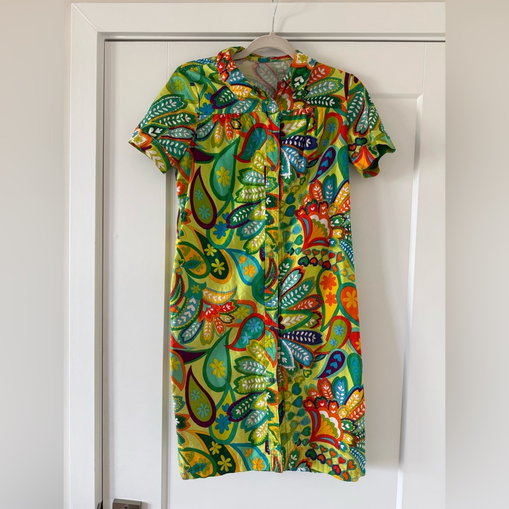 Vintage Colorful Floral Short Sleeve Dress